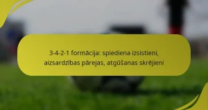 3-4-2-1 formācija: spiediena izsistieni, aizsardzības pārejas, atgūšanas skrējieni